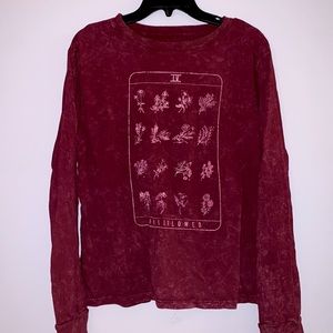 Red Long Sleeve Wildflower Tee